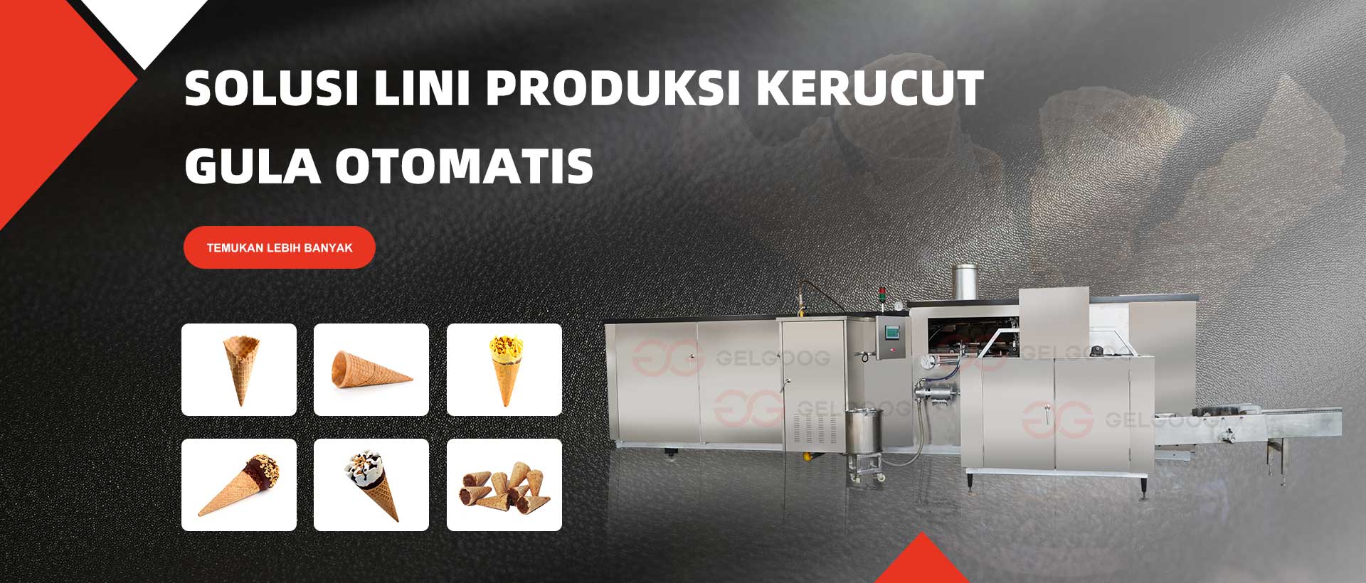 Lini Produksi Cone Gula Wafel Es Krim Otomatis